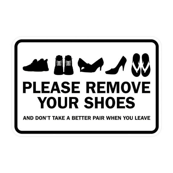Classic Framed Please Remove Your Shoes Sign (White) - Large