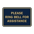 thumbnail image 1 of Classic Framed Please Ring Bell For Assistance Sign (Navy Blue/Gold) - Large, 1 of 1