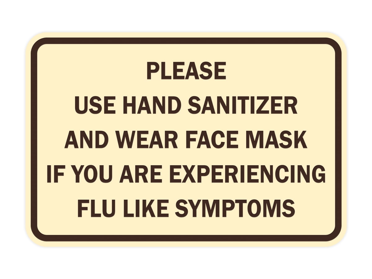 Mask Clean Sign Classic Framed Please Use Hand Sanitizer and Wear Face Mask Sign (Ivory ...
