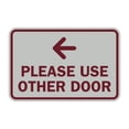 thumbnail image 1 of Classic Framed Please Use Other Door Left Arrow Sign (Light Grey / Burgundy) - Large, 1 of 1