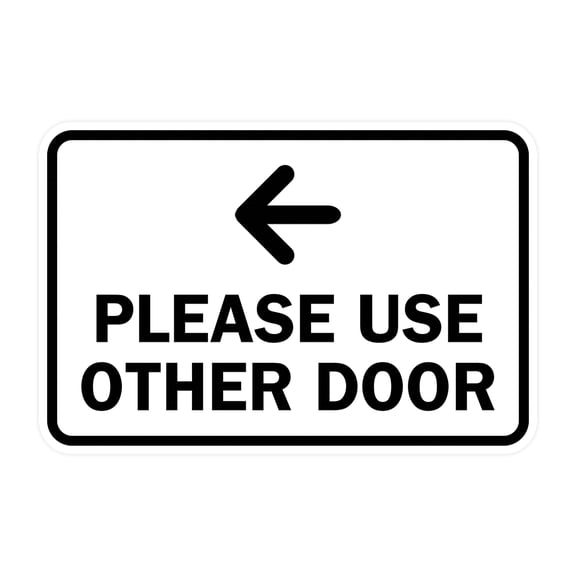 Classic Framed Please Use Other Door Left Arrow Sign (White) - Medium