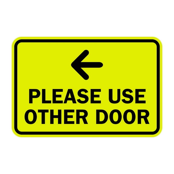 Classic Framed Please Use Other Door Left Arrow Sign (Yellow / Black) - Large