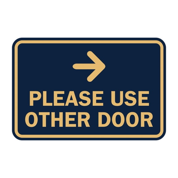 Classic Framed Please Use Other Door Right Arrow Sign (Brushed Silver) - Large