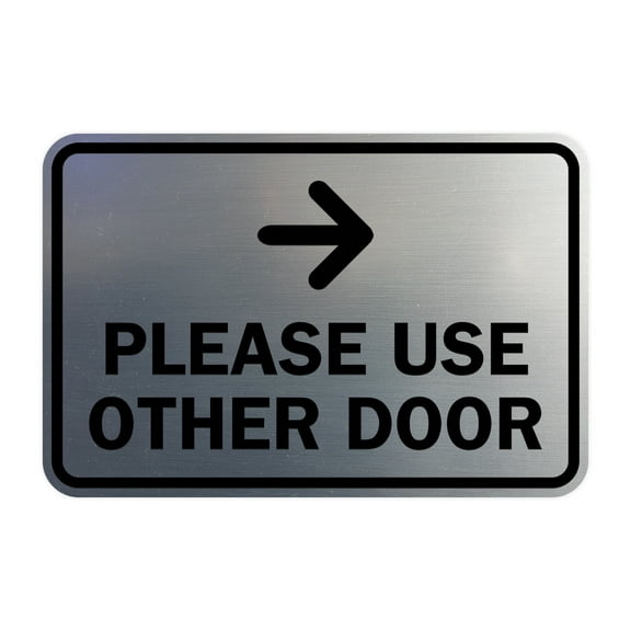 Classic Framed Please Use Other Door Right Arrow Sign (Navy Blue/Gold) - Small