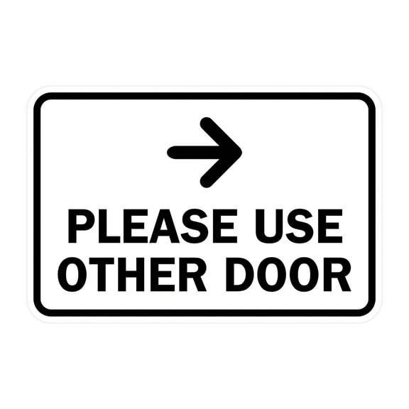 Classic Framed Please Use Other Door Right Arrow Sign (White) - Medium