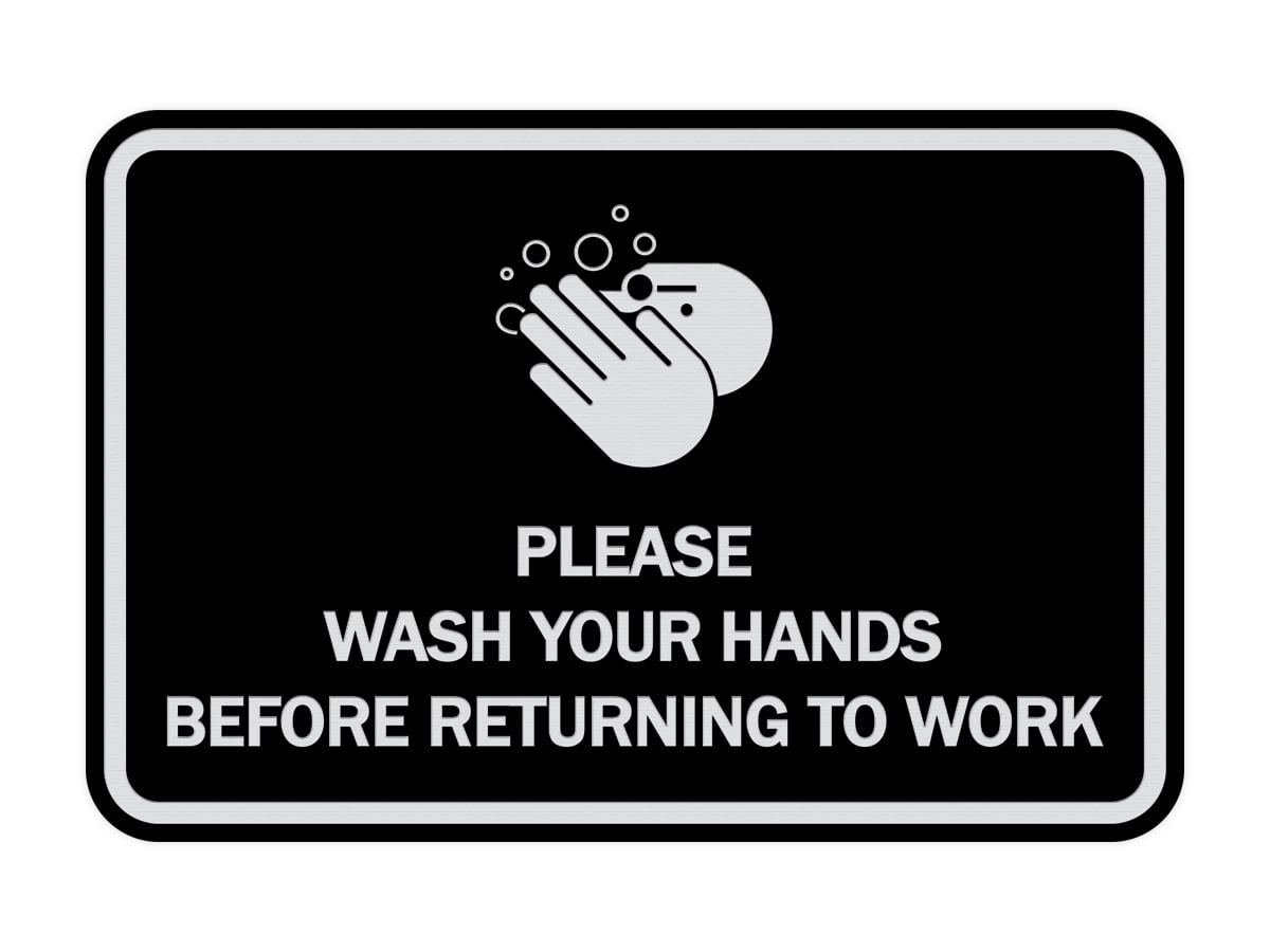 Classic Framed Please Wash Your Hands Sign (Black / Silver) - Large ...