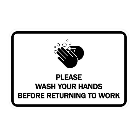 Classic Framed Please Wash Your Hands Sign (White) - Medium