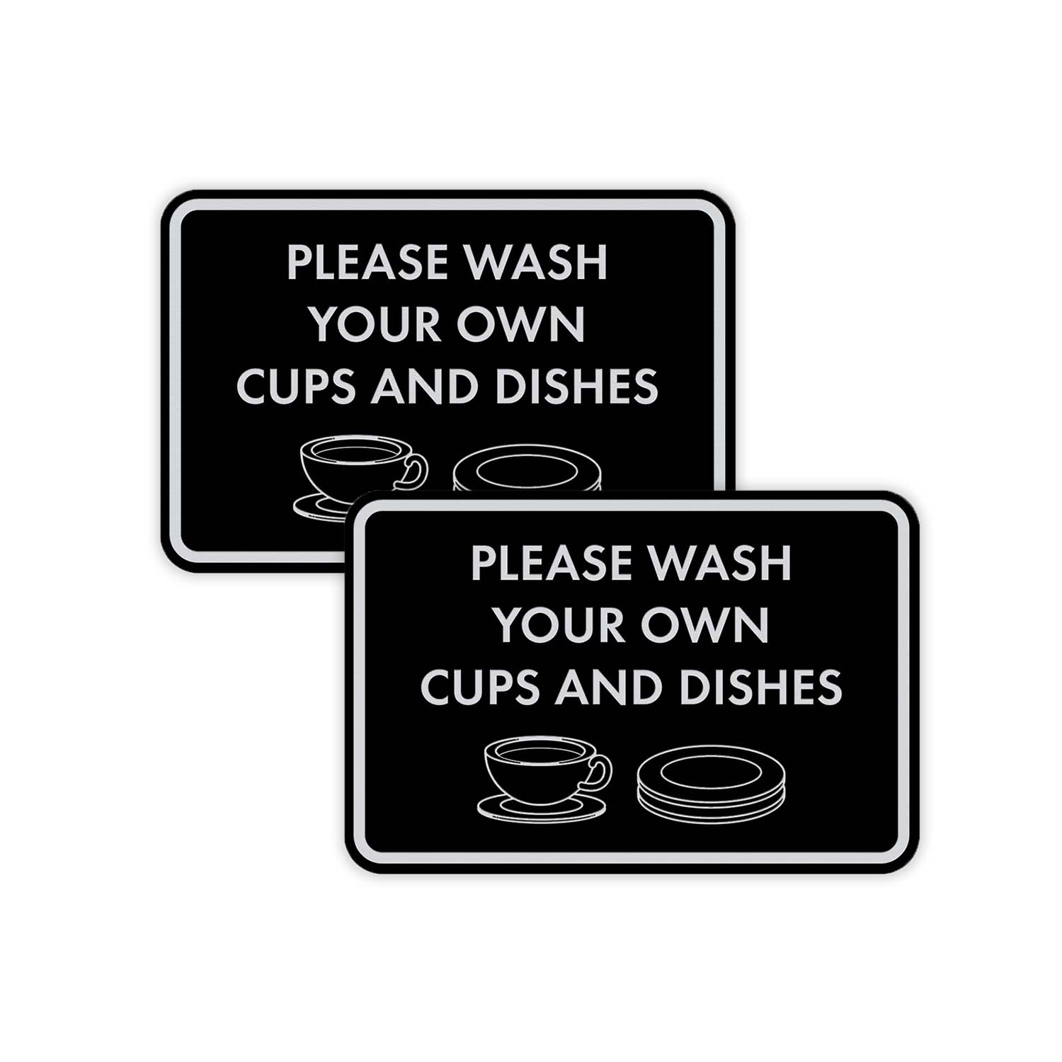 Classic Framed Please Wash Your Own Cups And Dishes Sign Black Silver 