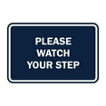 thumbnail image 1 of Classic Framed Please Watch Your Step Sign (Navy Blue / White) - Medium, 1 of 1