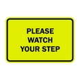 thumbnail image 1 of Classic Framed Please Watch Your Step Sign (Yellow / Black) - Large, 1 of 1