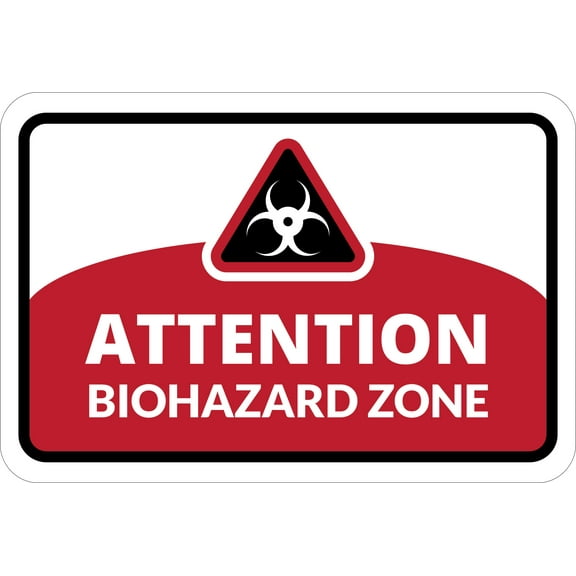 Classic Framed Plus Attention Biohazard Zone Door or Wall Sign | Workplace Health and Safety Warning Signage - Large