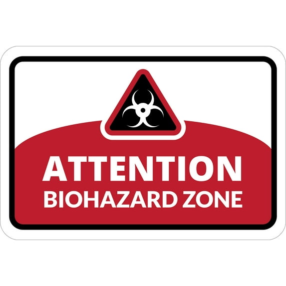 Classic Framed Plus Attention Biohazard Zone Door or Wall Sign | Workplace Health and Safety Warning Signage - Medium
