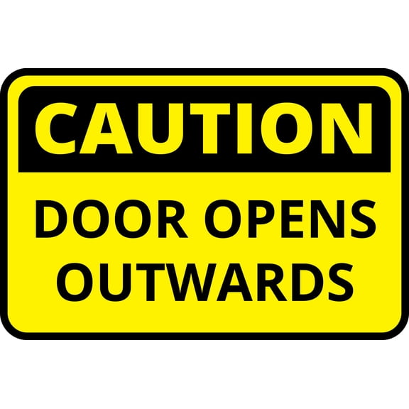 Classic Framed Plus Caution Door Opens Outwards Wall or Door Sign | Health And Safety Office Signage - Medium
