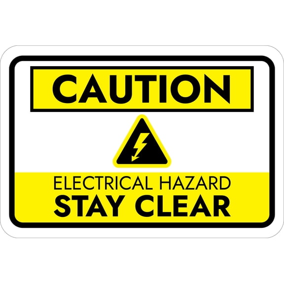 Classic Framed Plus Caution Electrical Hazard Stay Clear Door or Wall Sign | Workplace Health and Safety Warning Signage -Small