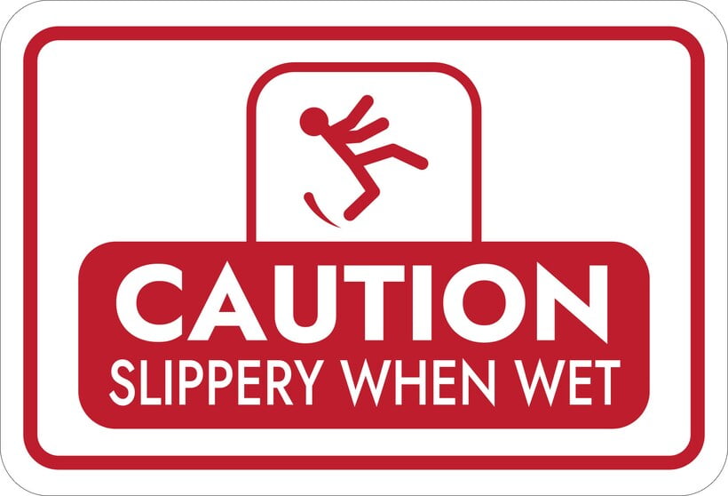 Classic Framed Plus Caution Slippery When Wet Door or Wall Sign ...