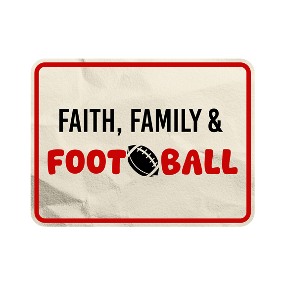 Classic Framed Plus Faith, Family & Football Door or Wall Sign | Funny Home Decor - Large