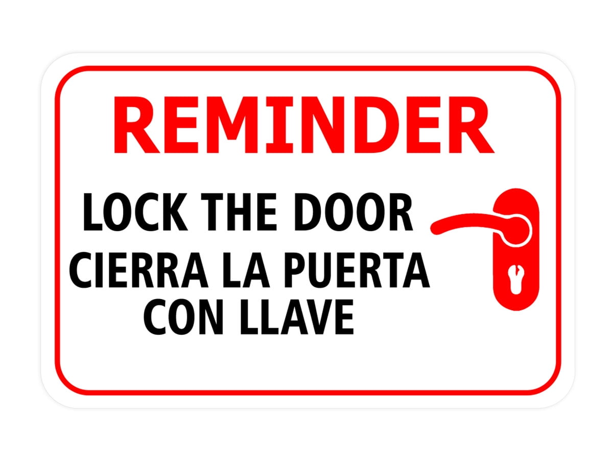 Classic Framed Plus Friendly Reminder Lock the door / Cierra la puerta