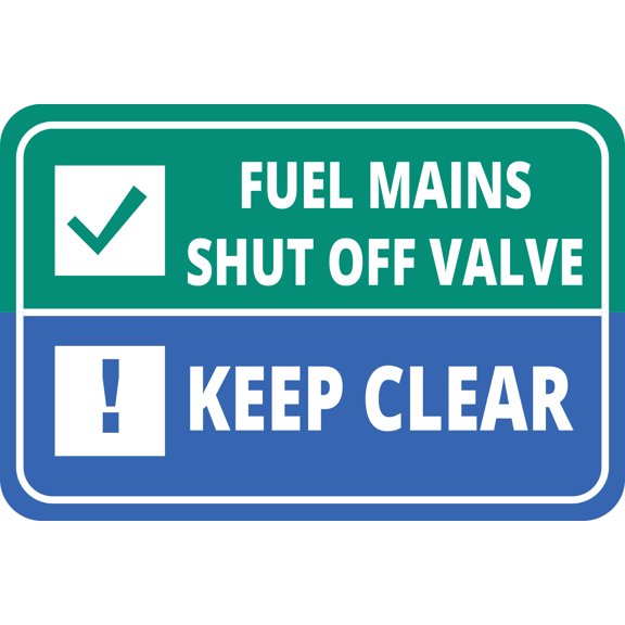 Classic Framed Plus Fuel Mains Shut Off Valve Keep Clear Wall or Door Sign | Health & Safety Warning Signage -Small