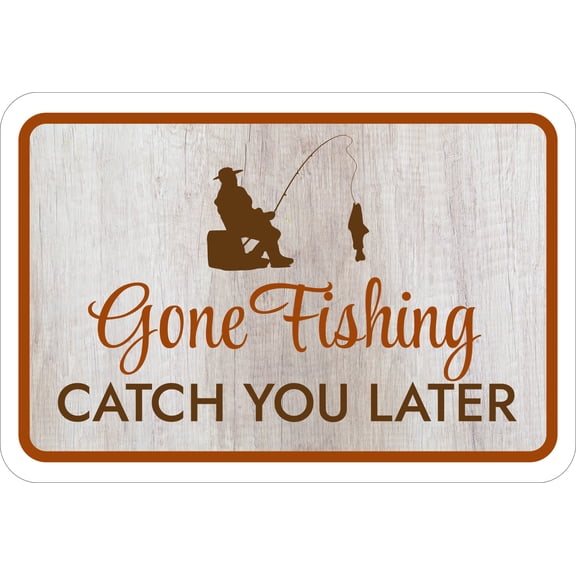 Classic Framed Plus Gone Fishing Catch You Later Wall or Door Sign | Fishing Appreciation Decoration -Small