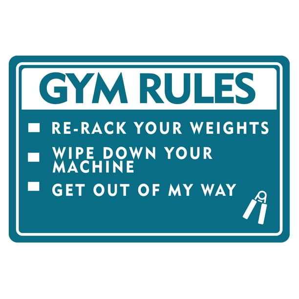 Classic Framed Plus Gym Rules Re-Rack Your Weights Wipe Down Your - Main Image