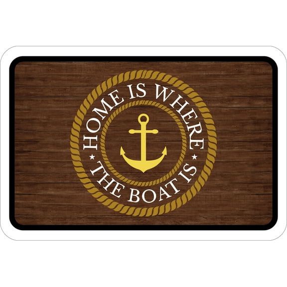 Classic Framed Plus Home is Where The Boat is Wall or Door Sign | Boat Decoration Signage - Large