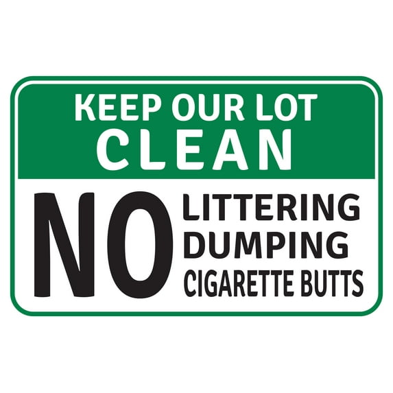 Classic Framed Plus Keep Our Lot Clean No Littering Dumping Cigarette Butts Door or Wall Sign | Health & Safety Signage - Medium