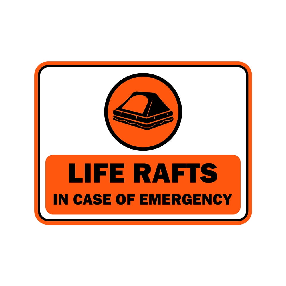 Classic Framed Plus Life Rafts In Case of Emergency Door or Wall Sign ...