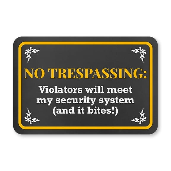 Classic Framed Plus No Trespassing: Violators Will Meet My Security System (And It Bites!) Door or Wall Sign | Home Security - Medium