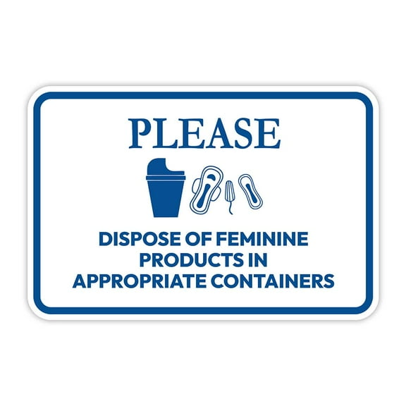 Classic Framed Plus Please Dispose Of Feminine Products In Appropriate Containers Door or Wall Sign | Bathroom Signs - Small