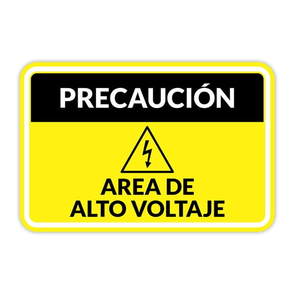 Classic Framed Plus Precaución Area de Alto Voltaje Door or Wall Sign | Business Warning Signage - Large