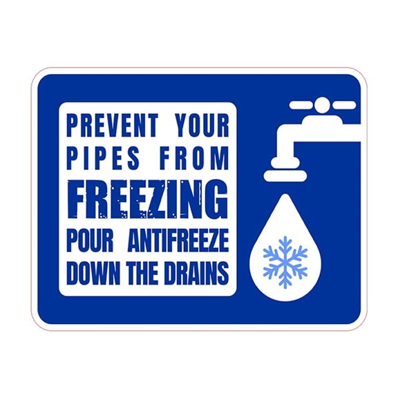 Classic Framed Plus Prevent Your Pipes From Freezing Pour Antifreeze Down The Drains Wall or Door Sign | RV Accessories - Small