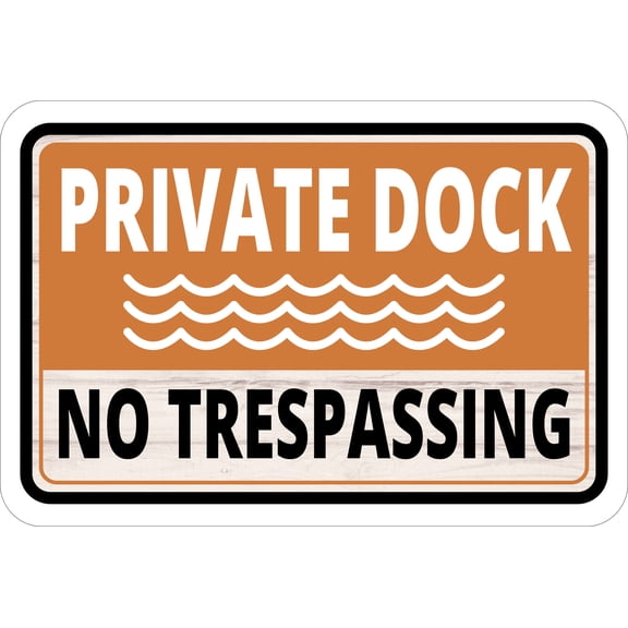 Classic Framed Plus Private Dock No Trespassing Wall or Door Sign | Marina Quayside Warning Signage - Medium