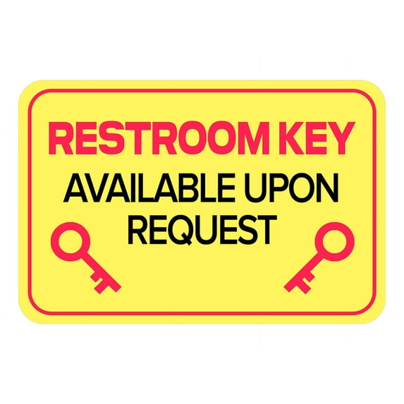Classic Framed Plus Restroom Key Available Upon Request Door or Wall Sign | Public Bathroom Signage - Medium