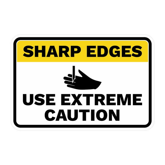 Classic Framed Plus Sharp Edges Use Extreme Caution Wall or Door Sign | Workplace Safety Compliance Signs - Large