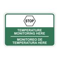 thumbnail image 1 of Classic Framed Plus Stop! Temperature Monitoring Here Wall or Door Sign | Bilingual Spanish and English Workplace Safety Signage - Large, 1 of 7