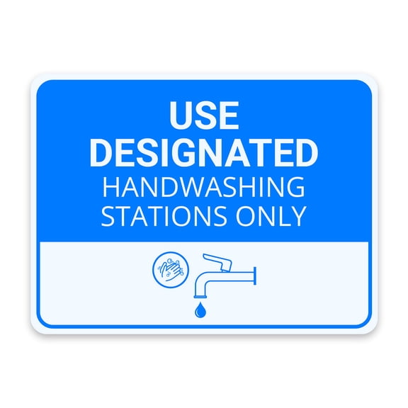 Classic Framed Plus Use Designated Handwashing Stations Only Door or Wall Sign | Hygiene and Safety Signage - Medium