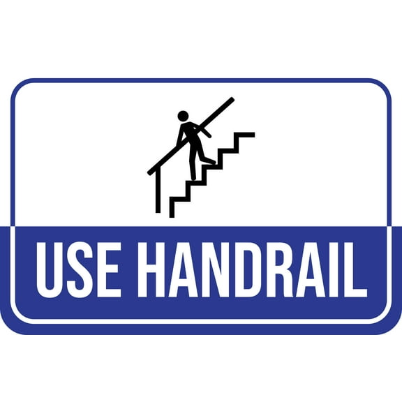Classic Framed Plus Use Handrail Wall or Door Sign | Health & Safety Warning Signage - Large