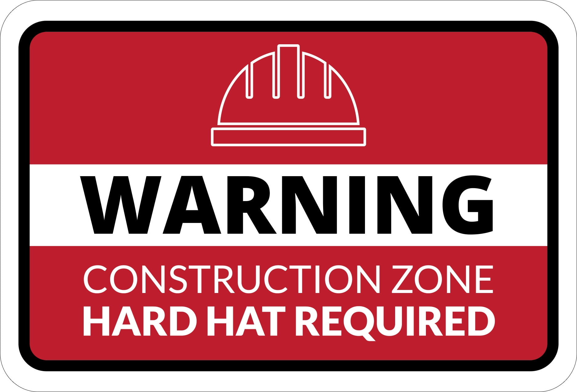Classic Framed Plus Warning Construction Zone Hard Hat Required Door or ...