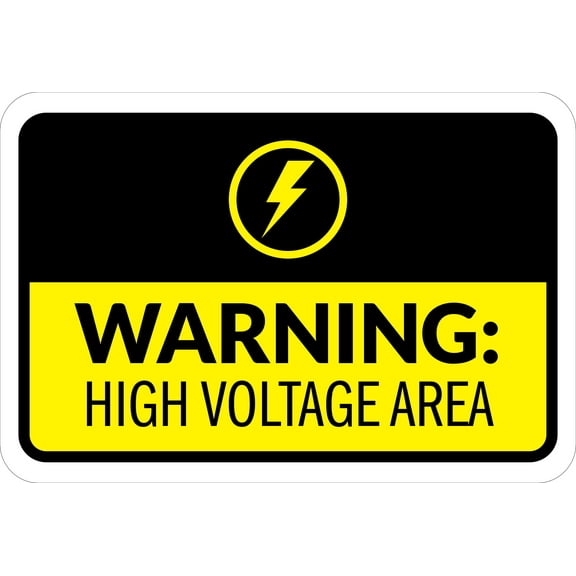 Classic Framed Plus Warning High Voltage Area Door or Wall Sign | Workplace Health and Safety Warning Signage - Large