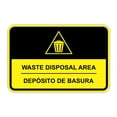thumbnail image 1 of Classic Framed Plus Waste Disposal Area Wall or Door Sign | Bilingual Spanish and English Workplace Safety Signage - Medium, 1 of 7