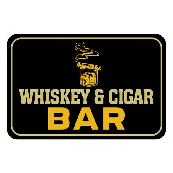 Classic Framed Plus Whiskey & Cigar Bar Wall or Door Sign | Funny Home Decor - Large