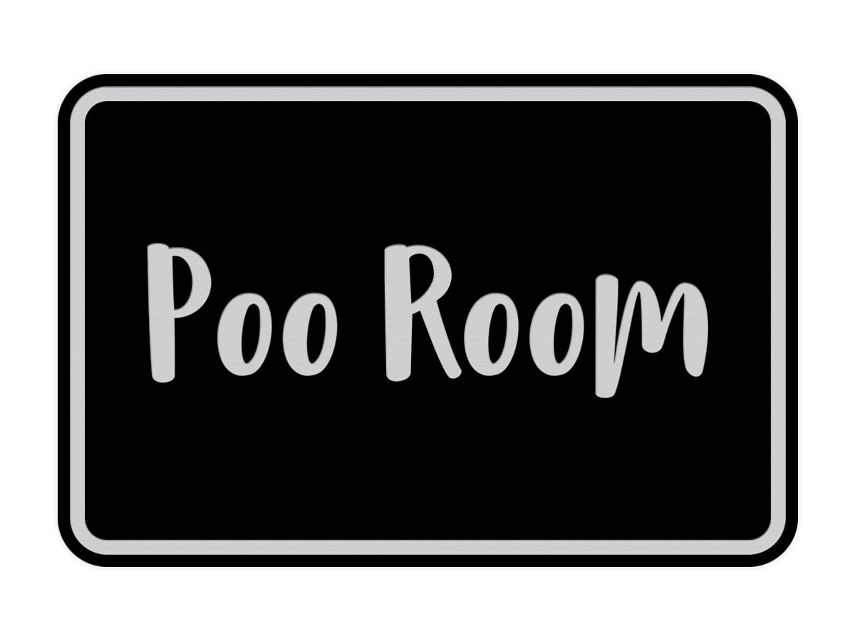 Classic Framed Poo Room Sign (Black / Silver) - Large - Walmart.com