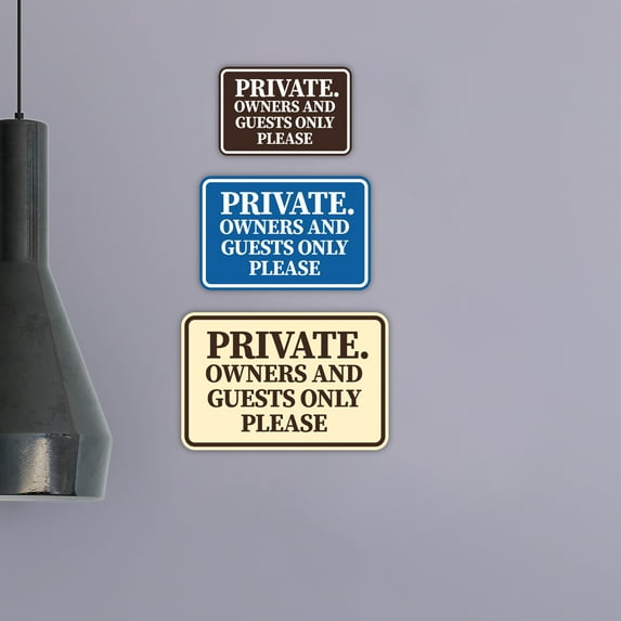 Classic Framed Private. Owners and Guests Only Please Sign (Brushed Gold) - Medium