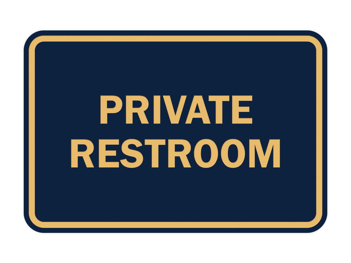 Classic Framed Private Restroom Sign (Navy Blue/Gold) Large