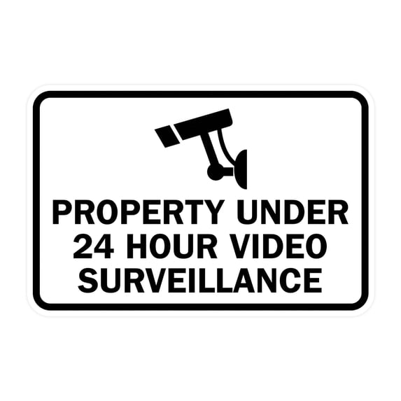 Classic Framed Property Under 24 hour video surveillance Sign (White) - Medium