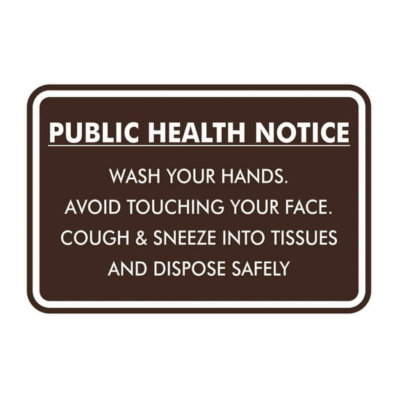 Classic Framed Public Health Notice Wash Your Hands Sign (Dark Brown) - Medium 5x7"
