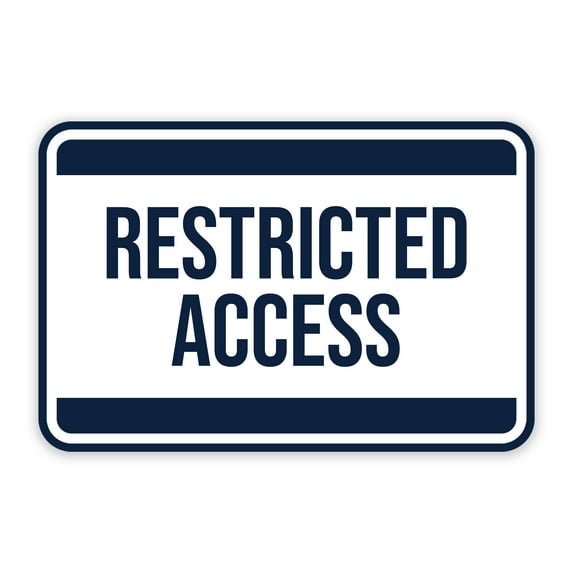 Classic Framed Restricted Access Sign (Navy Blue / White) - Small