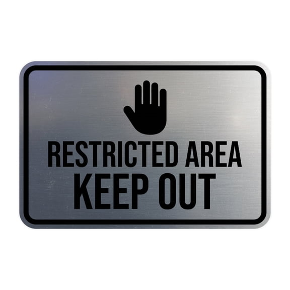 Classic Framed Restricted Area Keep Out Sign (Brushed Gold) - Small