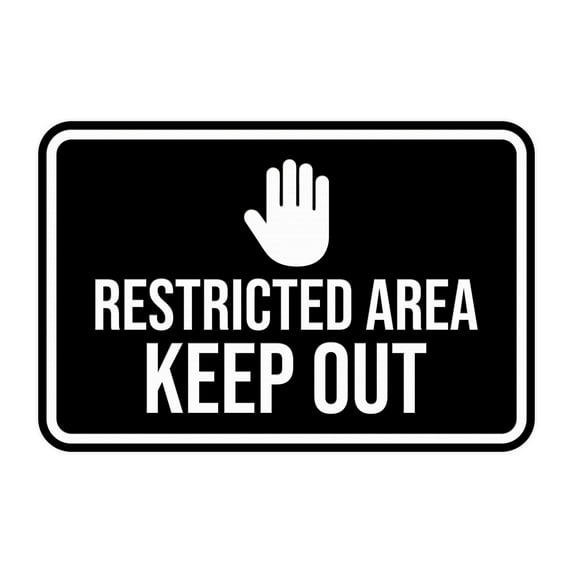 Classic Framed Restricted Area Keep Out Sign (Brushed Silver) - Small
