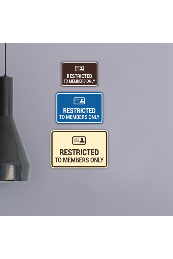 Classic Framed Restricted to Members Only Sign (Brushed Silver) - Small